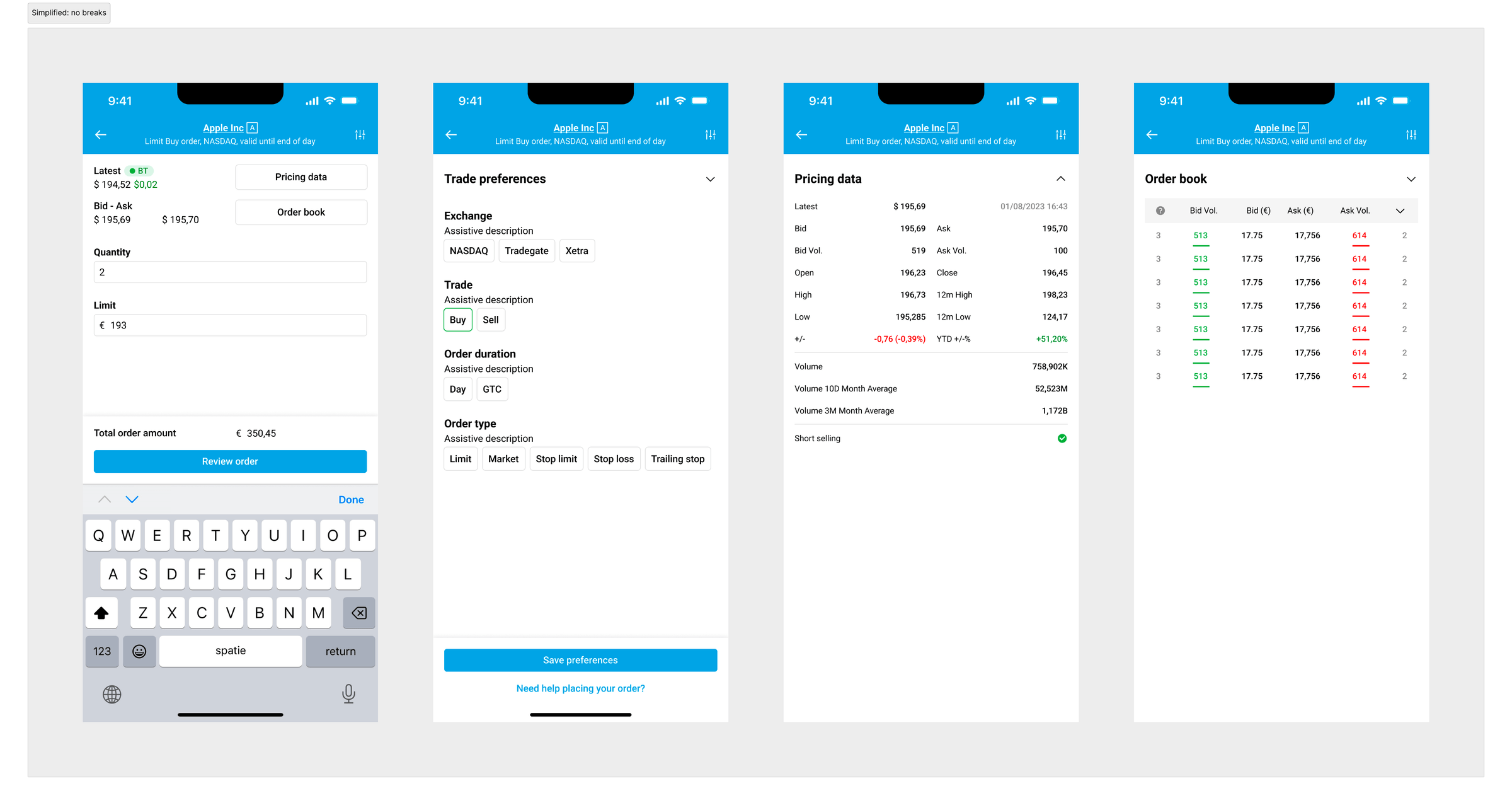 Concept: ultra-simplified order panel